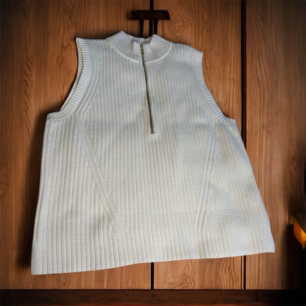 Talbots White Ribbed Sweater Vest 2XL Plus